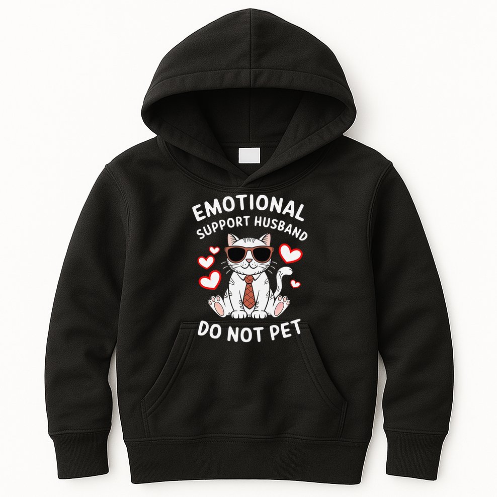 Emotional Support Husband Do Not Pet Funny Cat Kids Hoodie