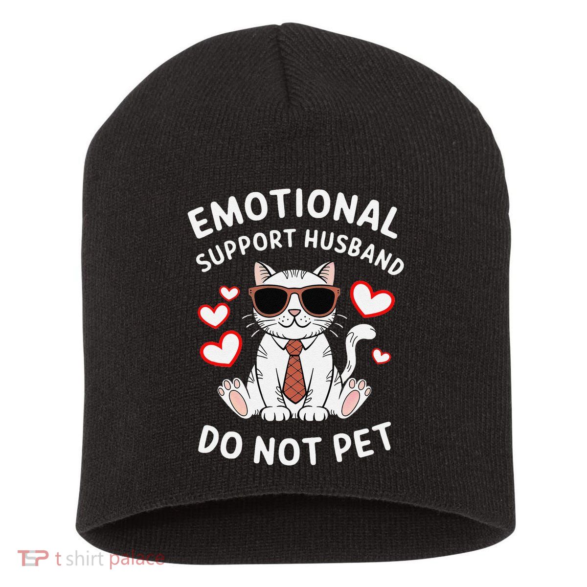 Emotional Support Husband Do Not Pet Funny Cat Short Acrylic Beanie