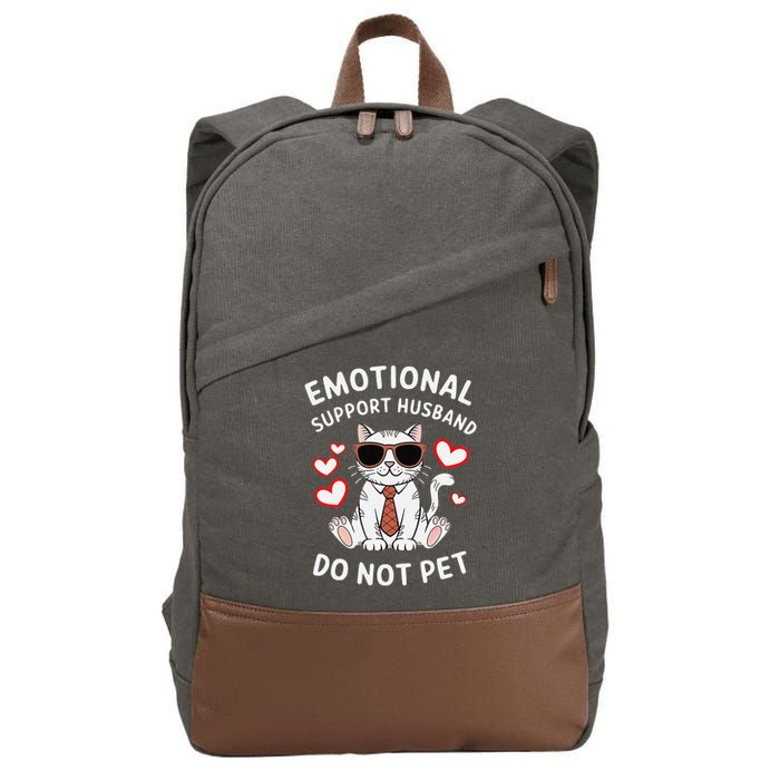 Emotional Support Husband Do Not Pet Funny Cat Cotton Canvas Backpack