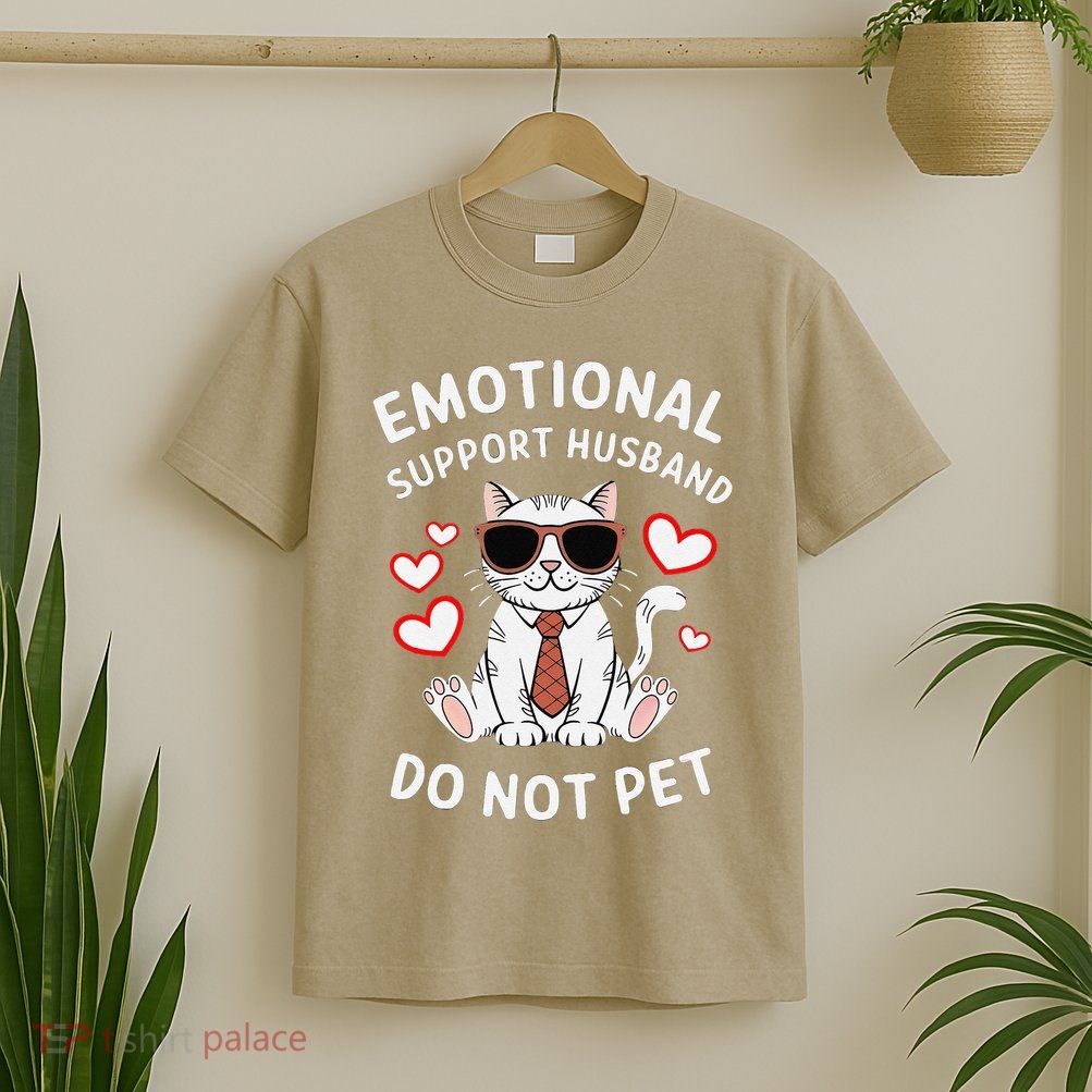 Emotional Support Husband Do Not Pet Funny Cat T-Shirt