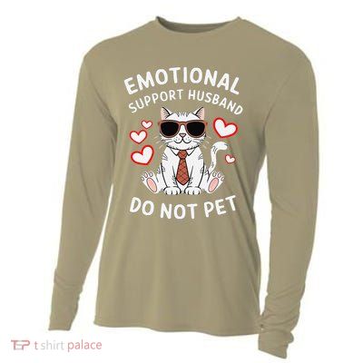 Emotional Support Husband Do Not Pet Funny Cat Cooling Performance Long Sleeve Crew