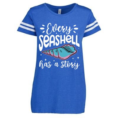 Every Seashell Has A Story Cute Gift Funny Seashell Hunting Lover Gift Enza Ladies Jersey Football T-Shirt