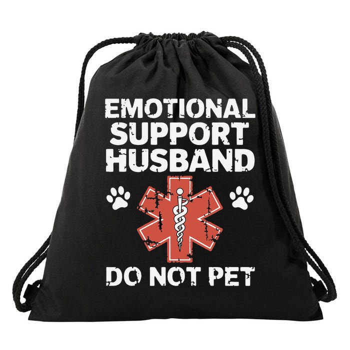 Emotional Support Husband Do Not Pet Humor Funny Husband Drawstring Bag