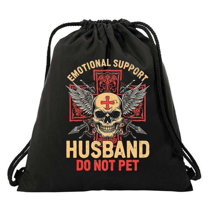 Emotional Support Husband Do Not Pet Funny Man Drawstring Bag