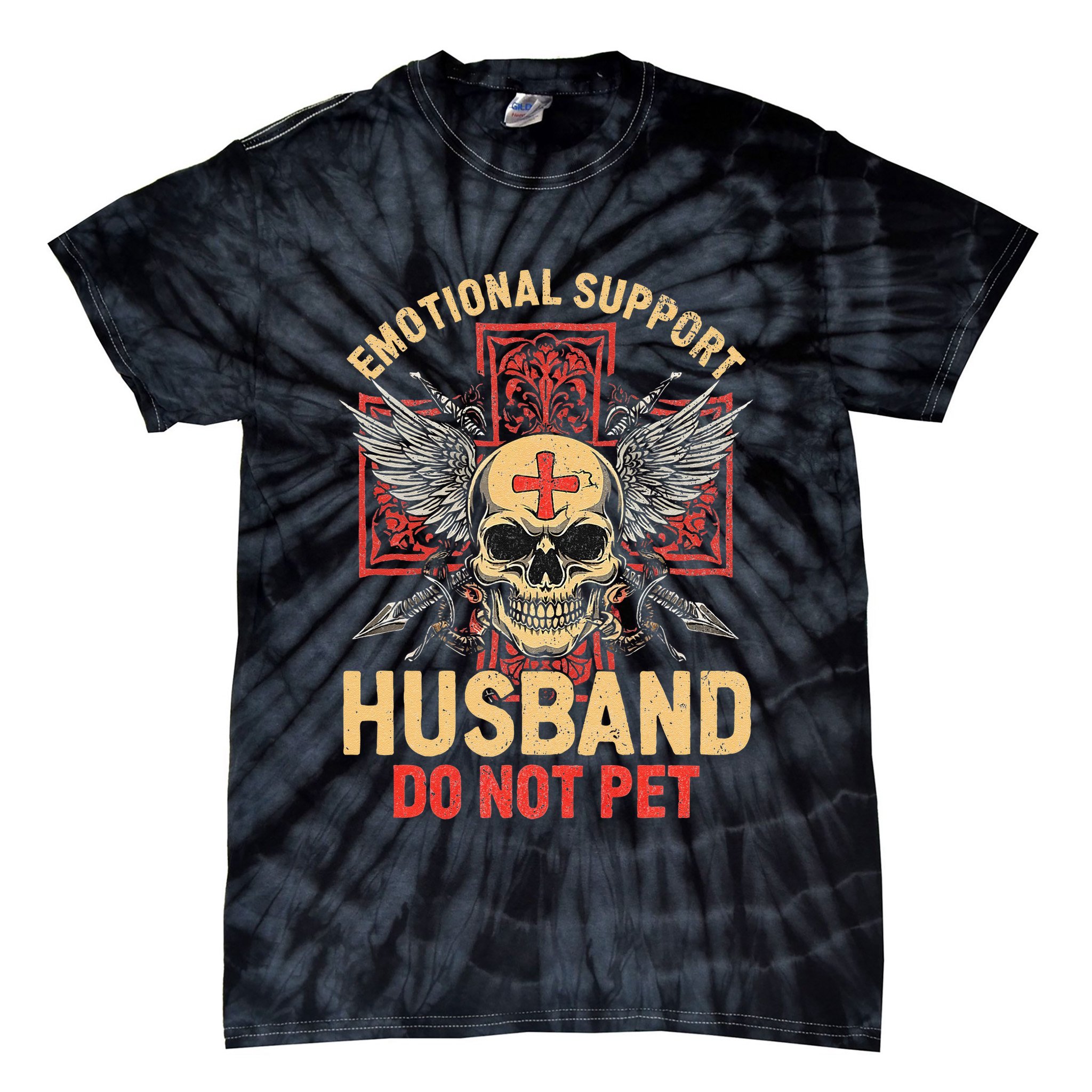 Emotional Support Husband Do Not Pet Funny Man Tie-Dye T-Shirt