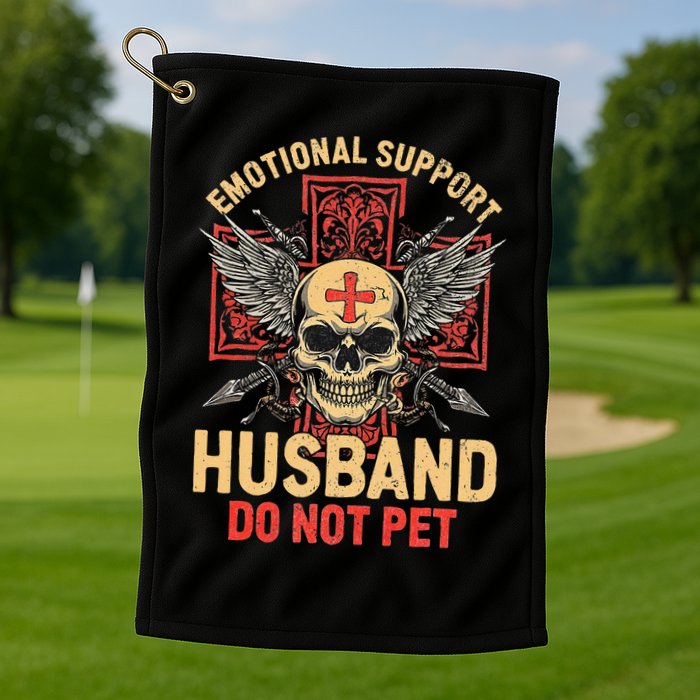 Emotional Support Husband Do Not Pet Funny Man Golf Towel
