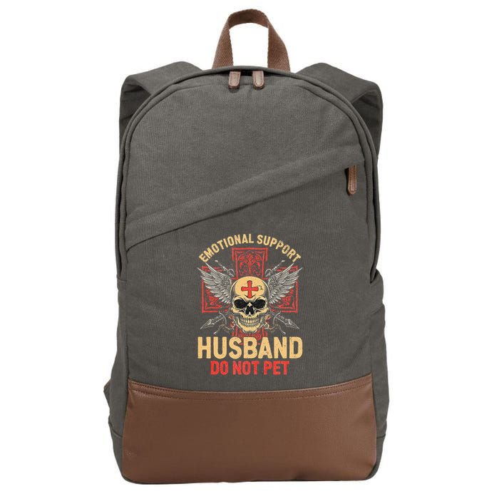 Emotional Support Husband Do Not Pet Funny Man Cotton Canvas Backpack