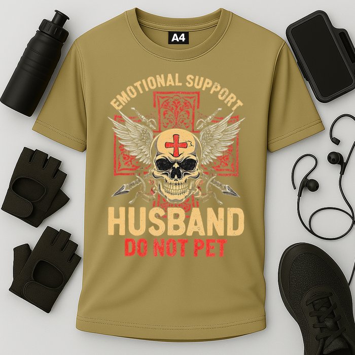 Emotional Support Husband Do Not Pet Funny Man Cooling Performance Crew T-Shirt