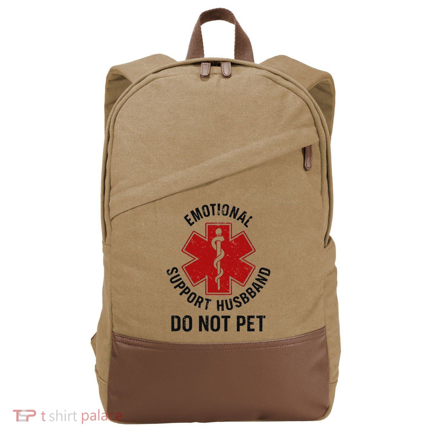 Emotional Support Husband Do Not Pet Cotton Canvas Backpack