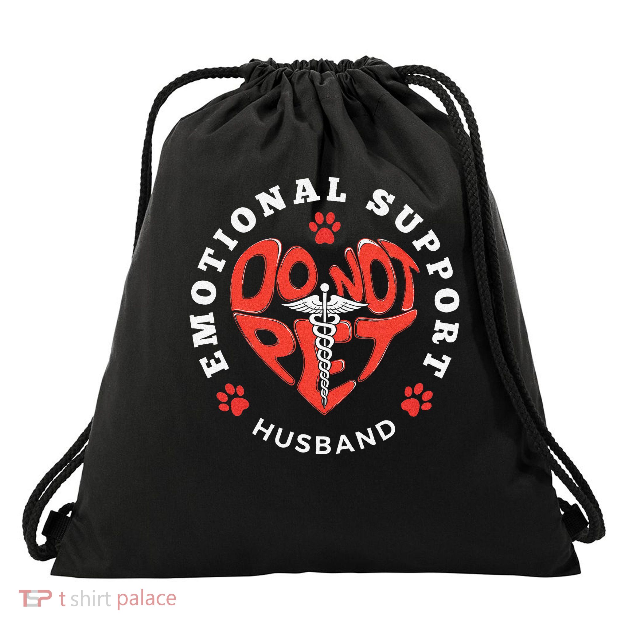 Emotional Support Husband Do Not Pet Best Husband Funny Drawstring Bag
