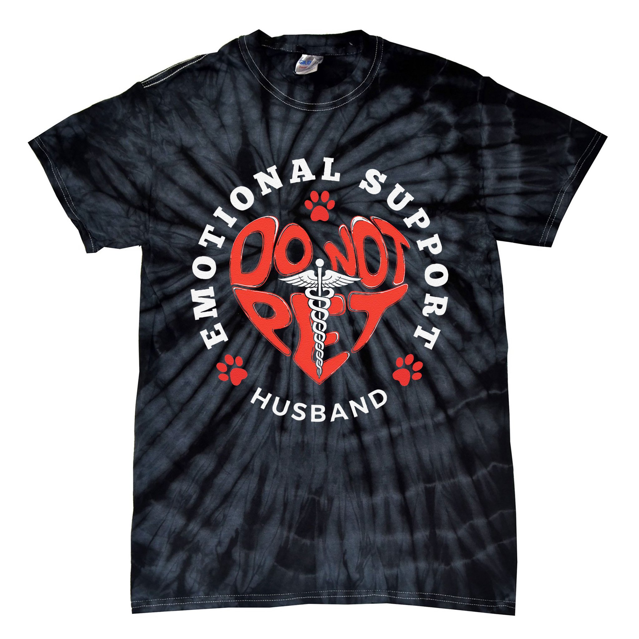Emotional Support Husband Do Not Pet Best Husband Funny Tie-Dye T-Shirt
