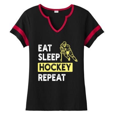 Eat Sleep Hockey Repeat Hockey Lovers Gift Meaningful Gift Ladies Halftime Notch Neck Tee