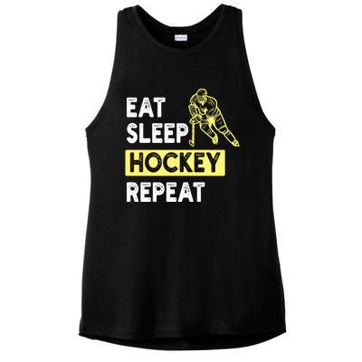 Eat Sleep Hockey Repeat Hockey Lovers Gift Meaningful Gift Ladies PosiCharge Tri-Blend Wicking Tank