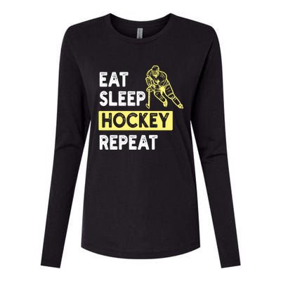 Eat Sleep Hockey Repeat Hockey Lovers Gift Meaningful Gift Womens Cotton Relaxed Long Sleeve T-Shirt