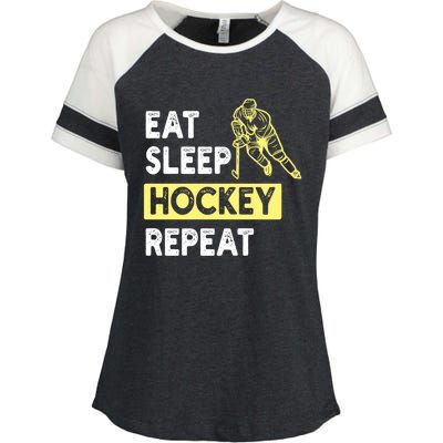 Eat Sleep Hockey Repeat Hockey Lovers Gift Meaningful Gift Enza Ladies Jersey Colorblock Tee