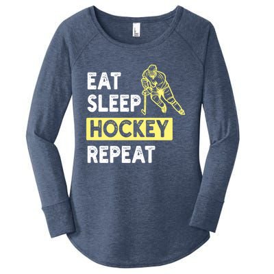 Eat Sleep Hockey Repeat Hockey Lovers Gift Meaningful Gift Women's Perfect Tri Tunic Long Sleeve Shirt