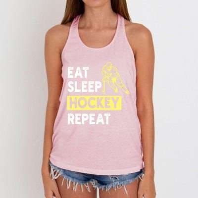 Eat Sleep Hockey Repeat Hockey Lovers Gift Meaningful Gift Women's Knotted Racerback Tank