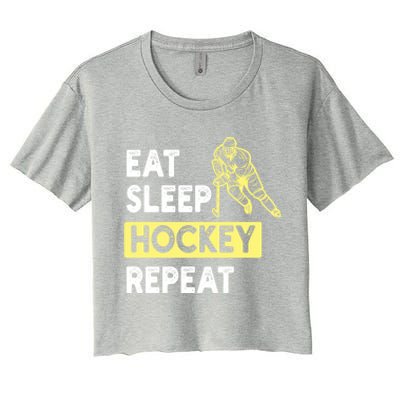 Eat Sleep Hockey Repeat Hockey Lovers Gift Meaningful Gift Women's Crop Top Tee