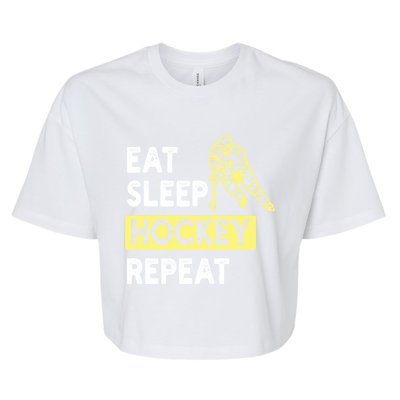 Eat Sleep Hockey Repeat Hockey Lovers Gift Meaningful Gift Bella+Canvas Jersey Crop Tee