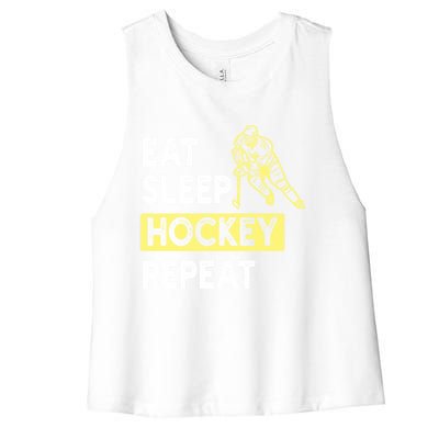 Eat Sleep Hockey Repeat Hockey Lovers Gift Meaningful Gift Women's Racerback Cropped Tank