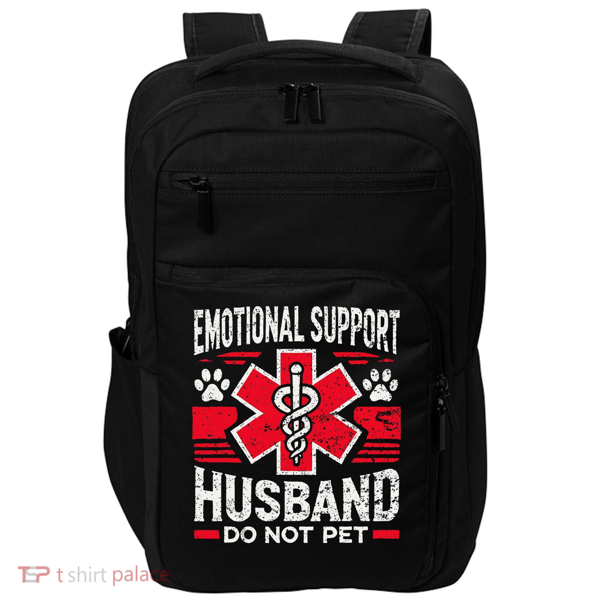Emotional Support Husband Do Not Pet Vintage Impact Tech Backpack