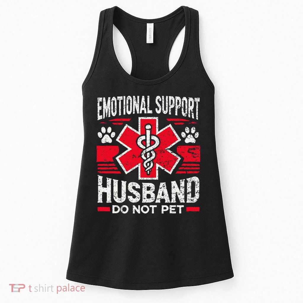 Emotional Support Husband Do Not Pet Vintage Womens Tank Top