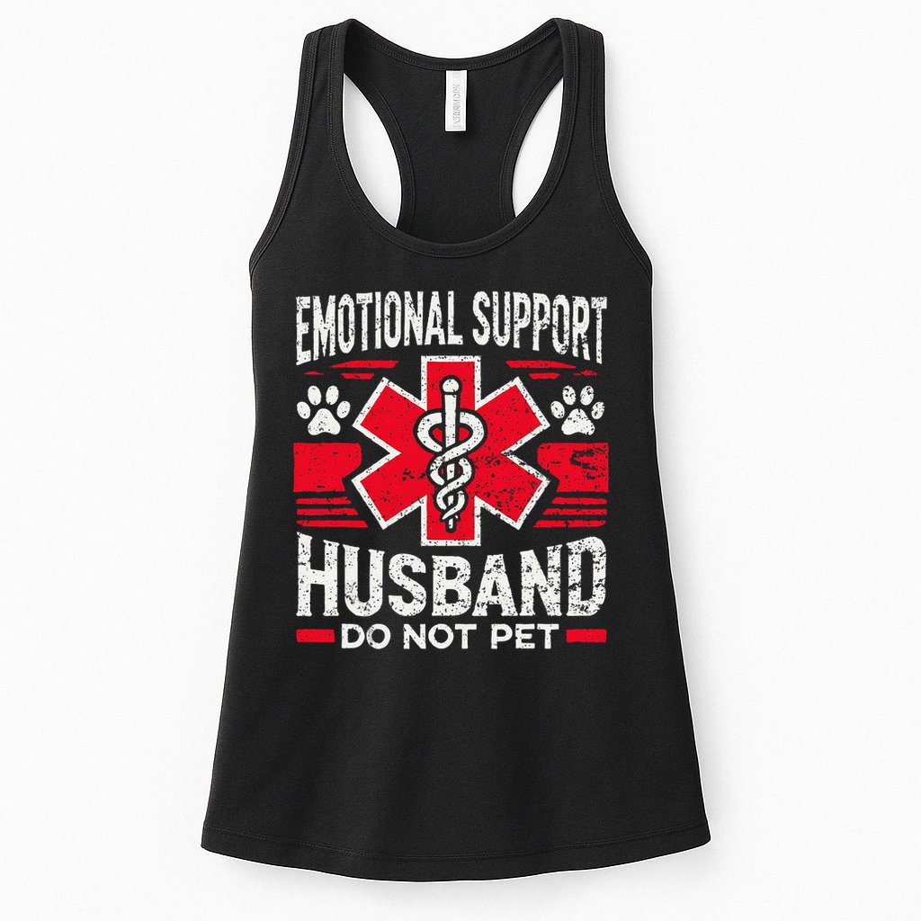 Emotional Support Husband Do Not Pet Vintage Womens Tank Top