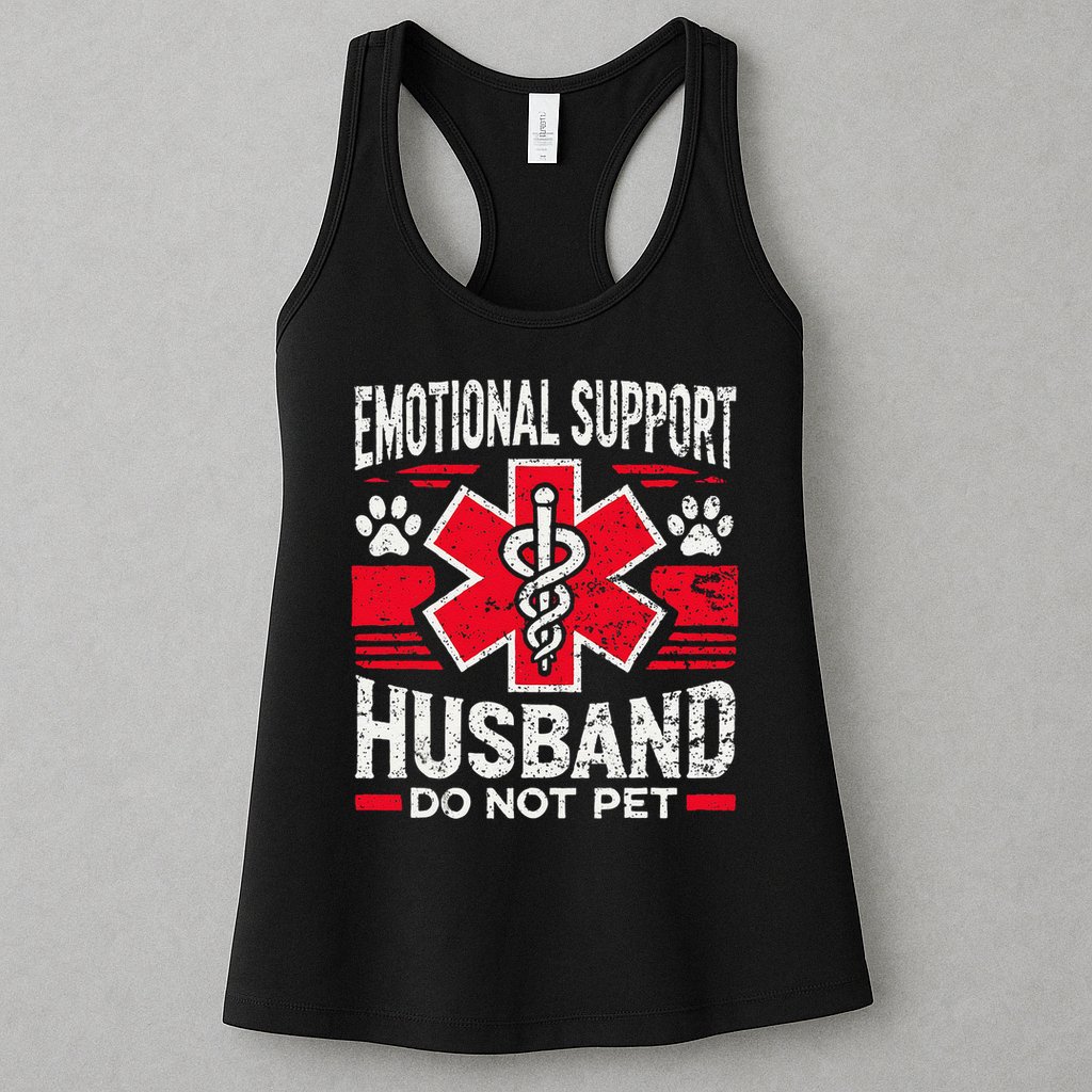 Emotional Support Husband Do Not Pet Vintage Womens Tank Top