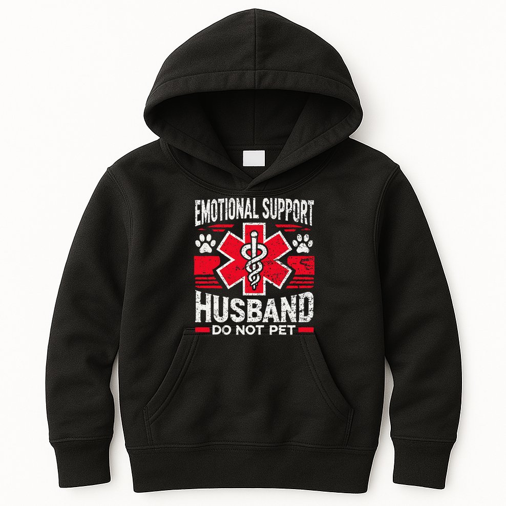 Emotional Support Husband Do Not Pet Vintage Kids Hoodie