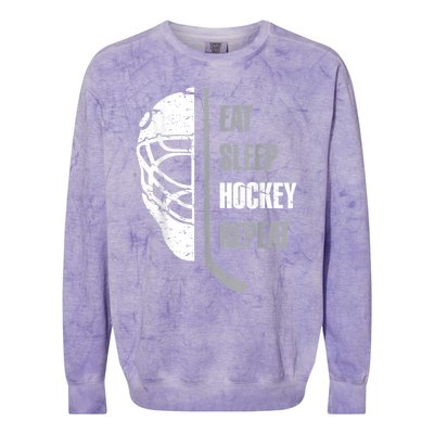 Eat Sleep Hockey Repeat Christmas For Teen Adult Hockey Colorblast Crewneck Sweatshirt