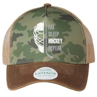 Eat Sleep Hockey Repeat Christmas For Teen Adult Hockey Legacy Tie Dye Trucker Hat