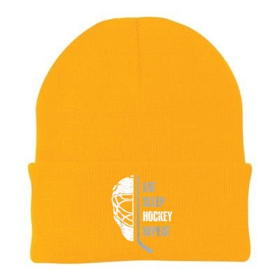 Eat Sleep Hockey Repeat Christmas For Teen Adult Hockey Knit Cap Winter Beanie