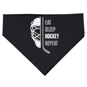 Eat Sleep Hockey Repeat Christmas For Teen Adult Hockey USA-Made Doggie Bandana