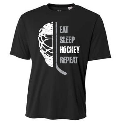 Eat Sleep Hockey Repeat Christmas For Teen Adult Hockey Cooling Performance Crew T-Shirt