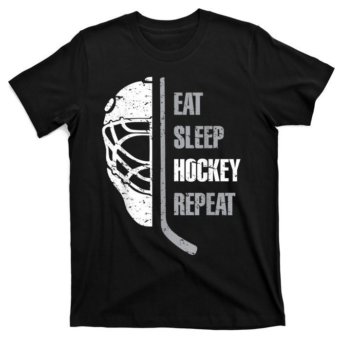 Eat Sleep Hockey Repeat Christmas For Teen Adult Hockey T-Shirt