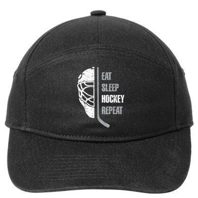 Eat Sleep Hockey Repeat Christmas For Teen Adult Hockey 7-Panel Snapback Hat