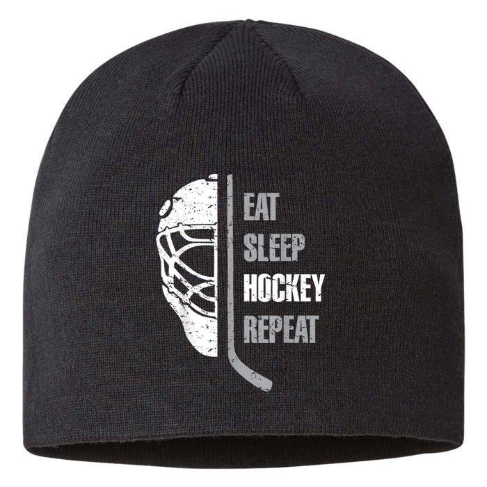 Eat Sleep Hockey Repeat Christmas For Teen Adult Hockey Sustainable Beanie