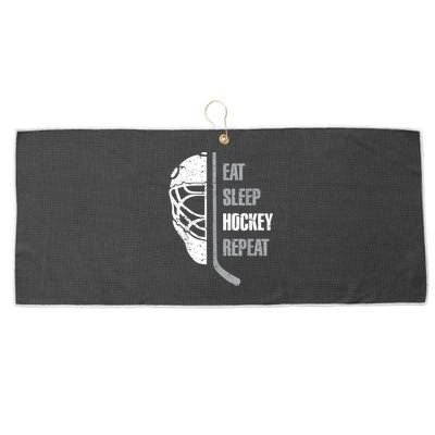 Eat Sleep Hockey Repeat Christmas For Teen Adult Hockey Large Microfiber Waffle Golf Towel