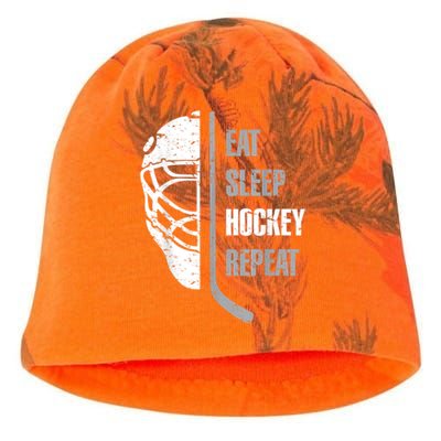 Eat Sleep Hockey Repeat Christmas For Teen Adult Hockey Kati - Camo Knit Beanie