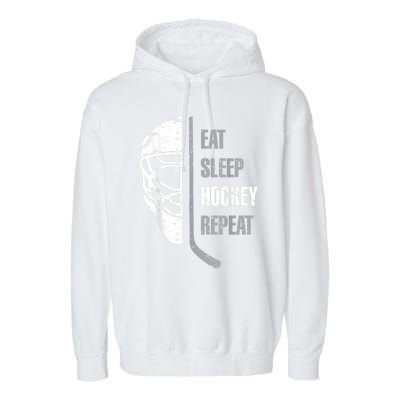 Eat Sleep Hockey Repeat Christmas For Teen Adult Hockey Garment-Dyed Fleece Hoodie