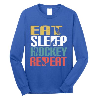 Eat Sleep Hockey Repeafunny Gift Retro Ice Hockey Gift Funny Gift Long Sleeve Shirt