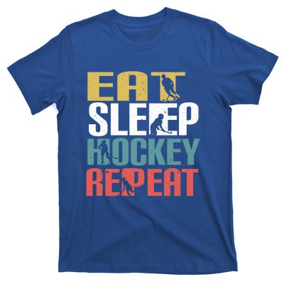 Eat Sleep Hockey Repeafunny Gift Retro Ice Hockey Gift Funny Gift T-Shirt