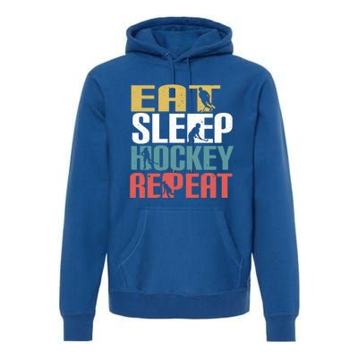 Eat Sleep Hockey Repeafunny Gift Retro Ice Hockey Gift Funny Gift Premium Hoodie