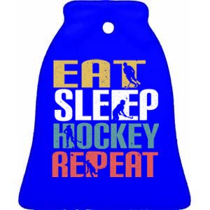 Eat Sleep Hockey Repeafunny Gift Retro Ice Hockey Gift Funny Gift Ceramic Bell Ornament