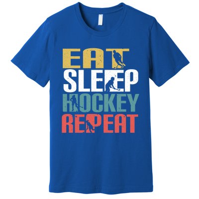 Eat Sleep Hockey Repeafunny Gift Retro Ice Hockey Gift Funny Gift Premium T-Shirt