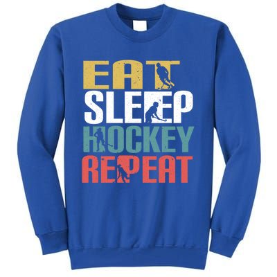 Eat Sleep Hockey Repeafunny Gift Retro Ice Hockey Gift Funny Gift Tall Sweatshirt