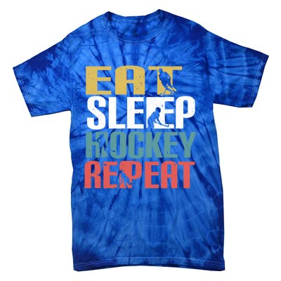 Eat Sleep Hockey Repeafunny Gift Retro Ice Hockey Gift Funny Gift Tie-Dye T-Shirt