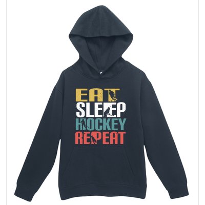 Eat Sleep Hockey Repeafunny Gift Retro Ice Hockey Gift Funny Gift Urban Pullover Hoodie