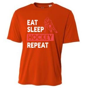 Eat Sleep Hockey Repeat Ice Hockey Lovers Joke Gift Meaningful Gift Cooling Performance Crew T-Shirt