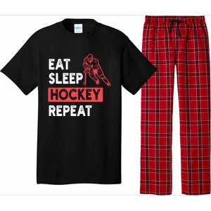 Eat Sleep Hockey Repeat Ice Hockey Lovers Joke Gift Meaningful Gift Pajama Set